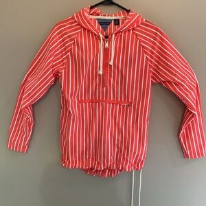 Tommy Hilfiger Orange & White Striped Rain Hoodie (XS)